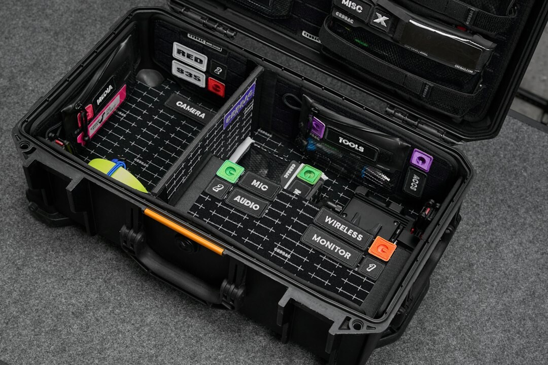 Professional broadcast camera equipment on set